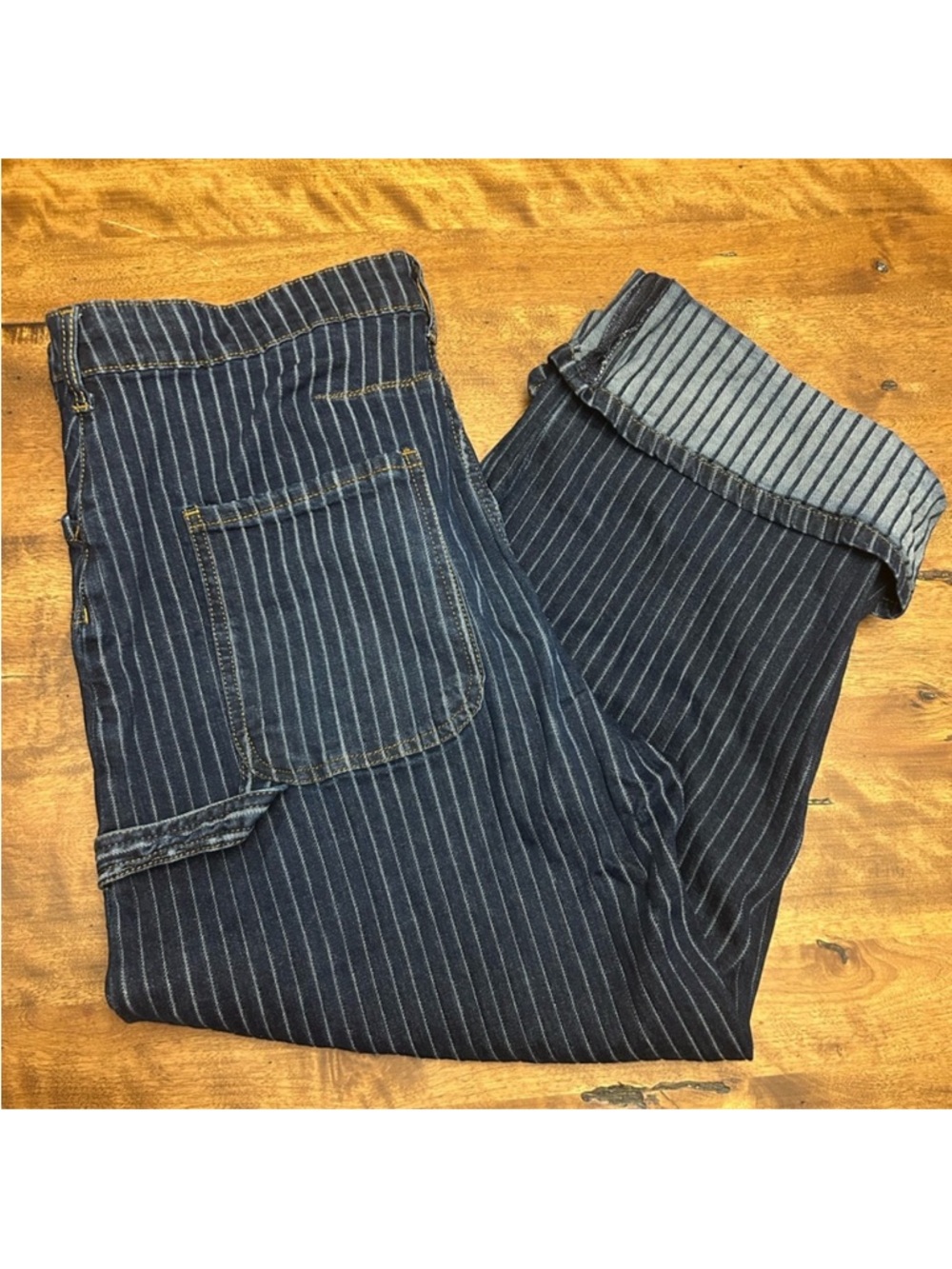 Pilcro The Kayden Railroad Stripe Barrel Carpenter Jeans - Picture 5 of 6